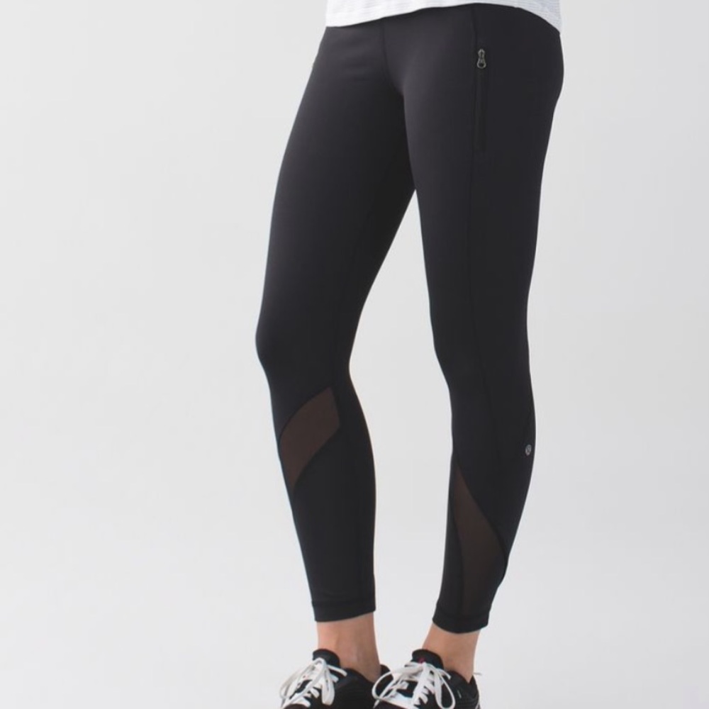 Lululemon black inspire tight vertical zipper pockets